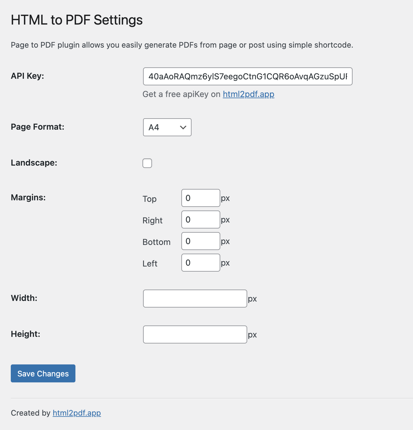 HTML to PDF Converter Wordpress Plugin